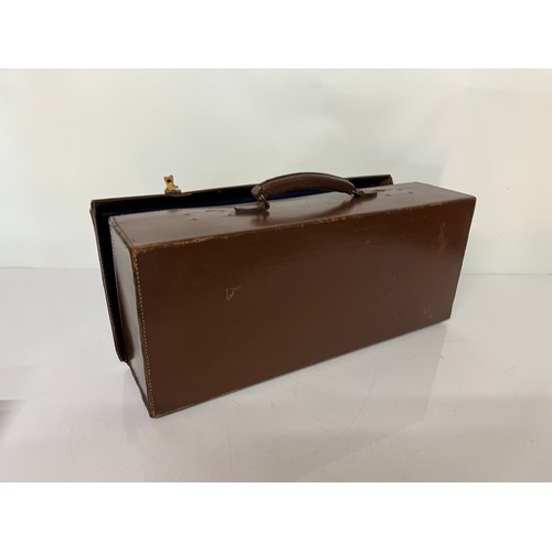 234 - Leather case with blue baize lined interior, 19.5 inches long x 8 inches wide.

This lot is availabl... 