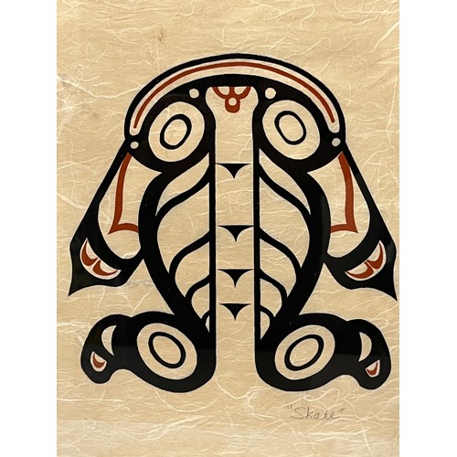 235 - Framed Inuit painting of a Skate, unsigned 13 inches x 17 inches.

This lot is available for in-hous... 