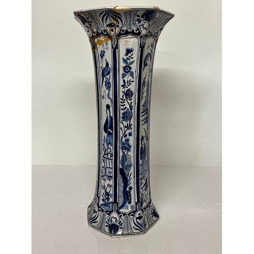 242 - Dutch blue and white vase in an oriental style by Roos. Over 17 inches high a/f.

This lot is availa... 