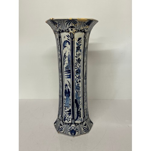 242 - Dutch blue and white vase in an oriental style by Roos. Over 17 inches high a/f.

This lot is availa... 