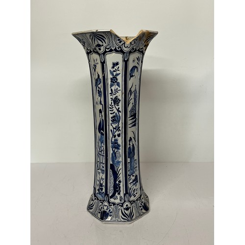 242 - Dutch blue and white vase in an oriental style by Roos. Over 17 inches high a/f.

This lot is availa... 