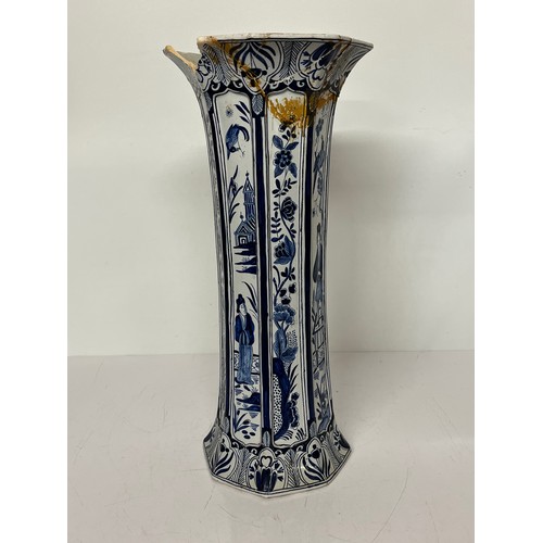 242 - Dutch blue and white vase in an oriental style by Roos. Over 17 inches high a/f.

This lot is availa... 