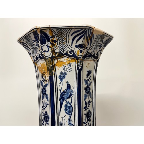 242 - Dutch blue and white vase in an oriental style by Roos. Over 17 inches high a/f.

This lot is availa... 