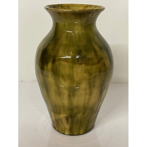 250 - Art pottery vase with stunning smoked green glazed outer, swirl S mark to the base. Approx. 12 inche... 