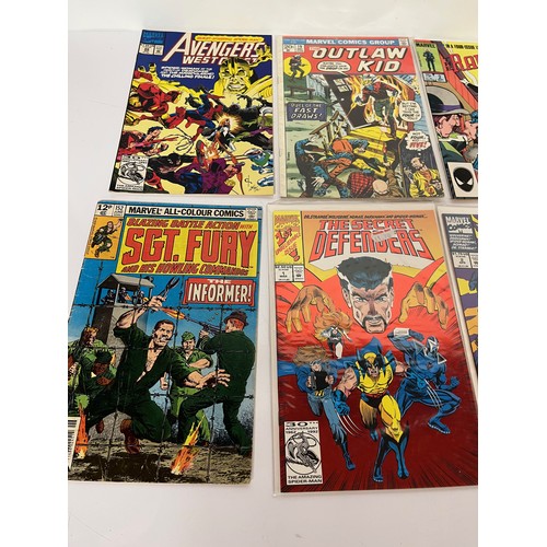 258 - Box of mixed Super heroes comics, Western, Sgt Fury, Kid Colt, Legend of the Shield etc. 42 in all

... 