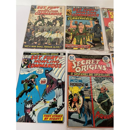 258 - Box of mixed Super heroes comics, Western, Sgt Fury, Kid Colt, Legend of the Shield etc. 42 in all

... 