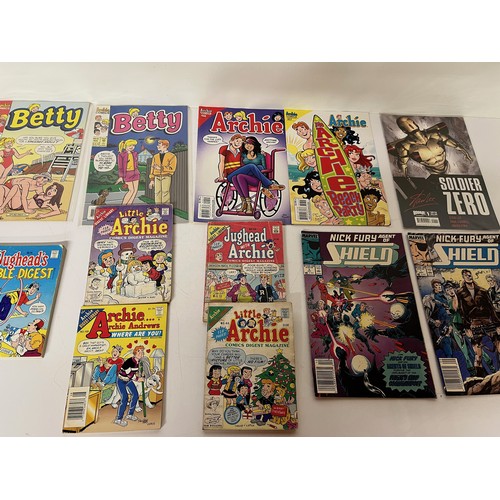 258 - Box of mixed Super heroes comics, Western, Sgt Fury, Kid Colt, Legend of the Shield etc. 42 in all

... 