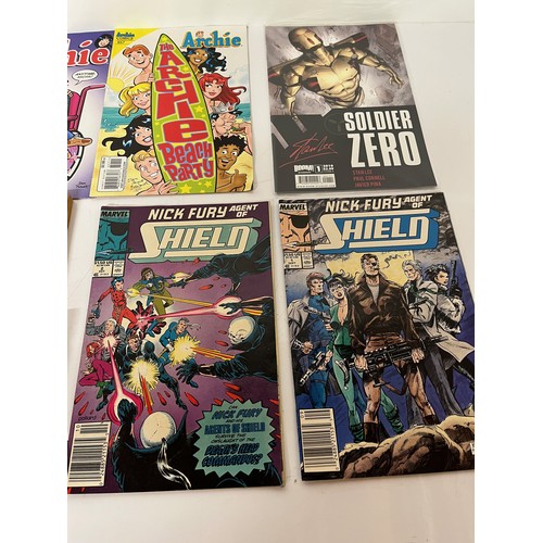 258 - Box of mixed Super heroes comics, Western, Sgt Fury, Kid Colt, Legend of the Shield etc. 42 in all

... 