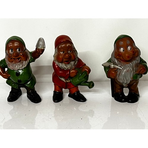 297 - Walt Disney painted terracotta figurines of the Seven Dwarfs from the Disney animated classic, each ... 