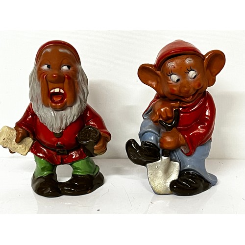 297 - Walt Disney painted terracotta figurines of the Seven Dwarfs from the Disney animated classic, each ... 