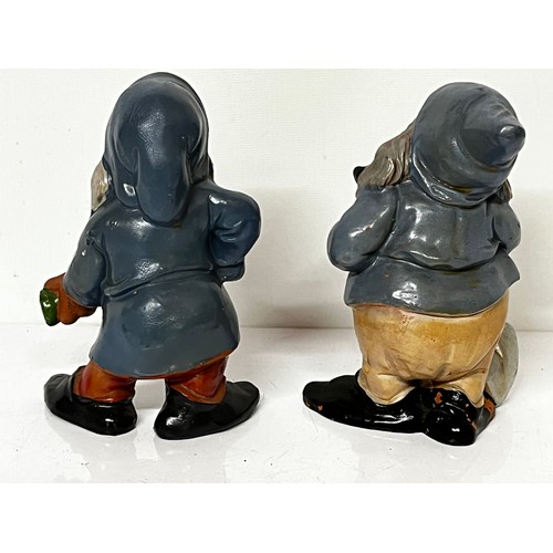 297 - Walt Disney painted terracotta figurines of the Seven Dwarfs from the Disney animated classic, each ... 