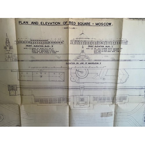 298 - Militaria, restricted secrets ephemera, a British Military cold war era poster sized blue print show... 