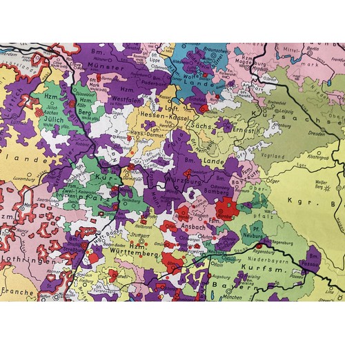 306 - Vintage School wall chart, educational poster displaying a detailed map of Germany.
92 cm x 64cm.

T... 