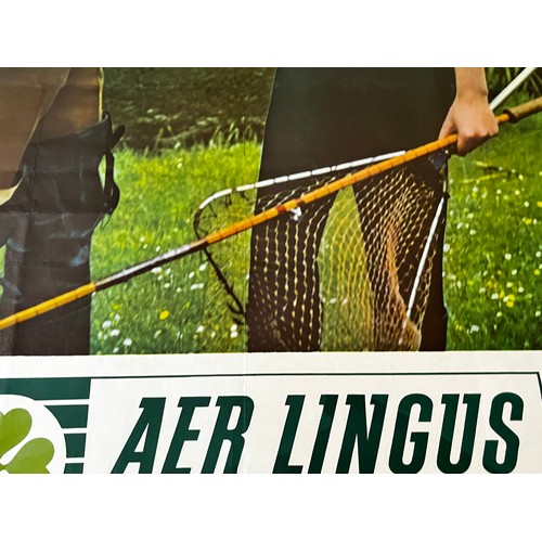 318 - Travel advertising poster, aviation interest, Aer Lingus poster promoting Fishing in Ireland. 102 cm... 