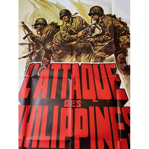 325 - Very large 1970’s war movie poster, for the WWII military  film L’ Attaque des Philippenes.

This lo... 