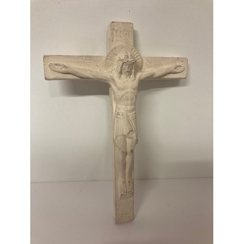 327 - Religious icnongraphy, plaster crucifix of Jesus on the cross 10 inches high

This lot is available ... 