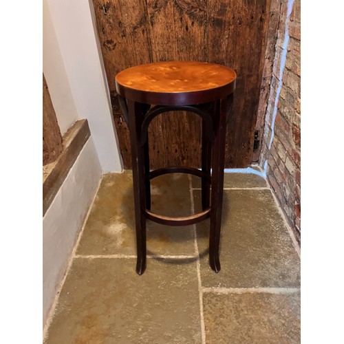 4 - Decorative designer furniture, a very distinctive bent wood stool with burr veneer seat.

This lot i... 