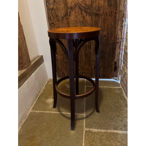 4 - Decorative designer furniture, a very distinctive bent wood stool with burr veneer seat.

This lot i... 