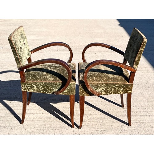 8 - Art Deco furniture, a pair of French Salon chairs upholsted seats and backs. 

55 cm wide x 83 cm hi... 