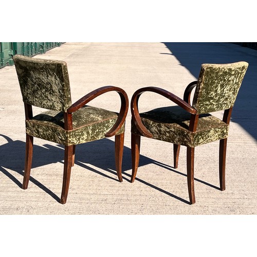 8 - Art Deco furniture, a pair of French Salon chairs upholsted seats and backs. 

55 cm wide x 83 cm hi... 