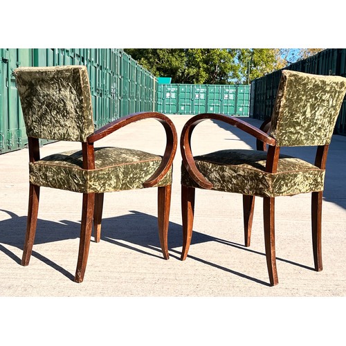 8 - Art Deco furniture, a pair of French Salon chairs upholsted seats and backs. 

55 cm wide x 83 cm hi... 