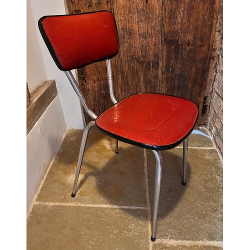 14 - Mid century designer furniture, a pair of chrome framed chairs with upholstered seats and backs.

Th... 