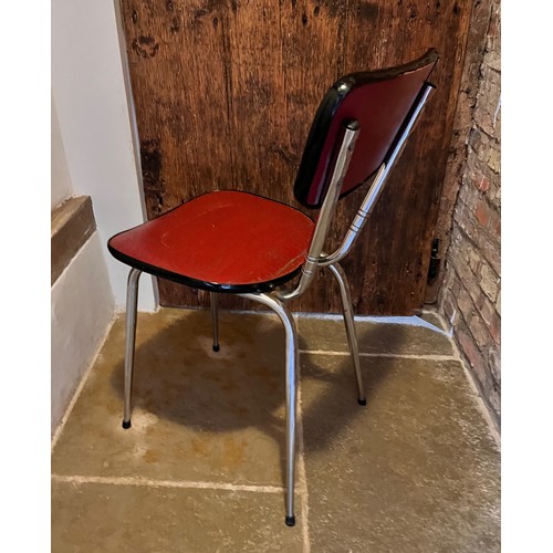 14 - Mid century designer furniture, a pair of chrome framed chairs with upholstered seats and backs.

Th... 