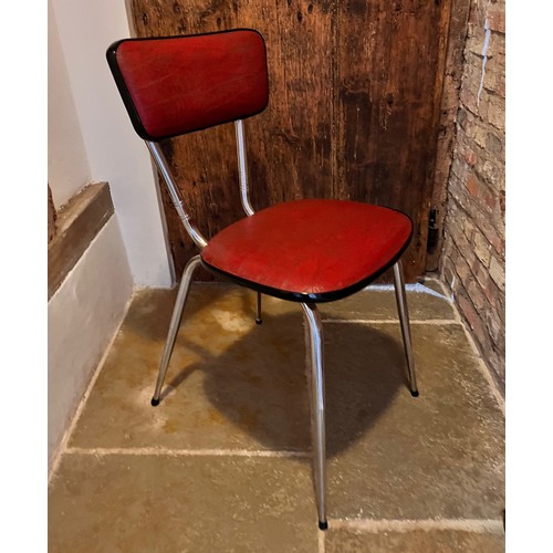 14 - Mid century designer furniture, a pair of chrome framed chairs with upholstered seats and backs.

Th... 