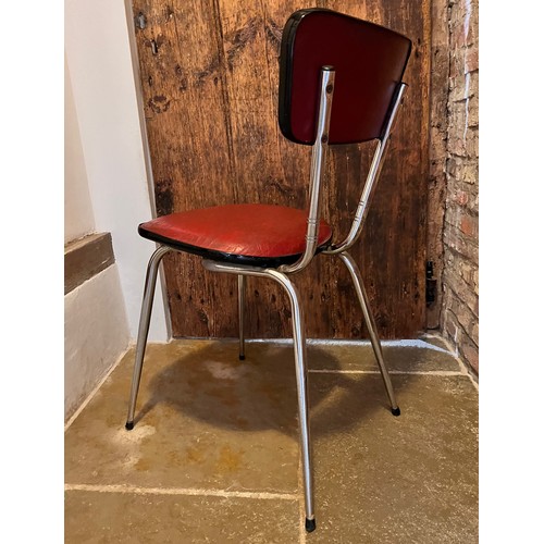 14 - Mid century designer furniture, a pair of chrome framed chairs with upholstered seats and backs.

Th... 