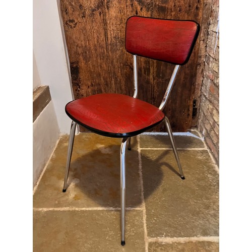 14 - Mid century designer furniture, a pair of chrome framed chairs with upholstered seats and backs.

Th... 