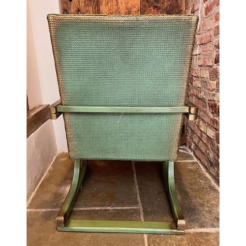 15 - Art Deco era furniture, Lloyd loom style woven chair with a sprung and upholstered seat section. Ver... 