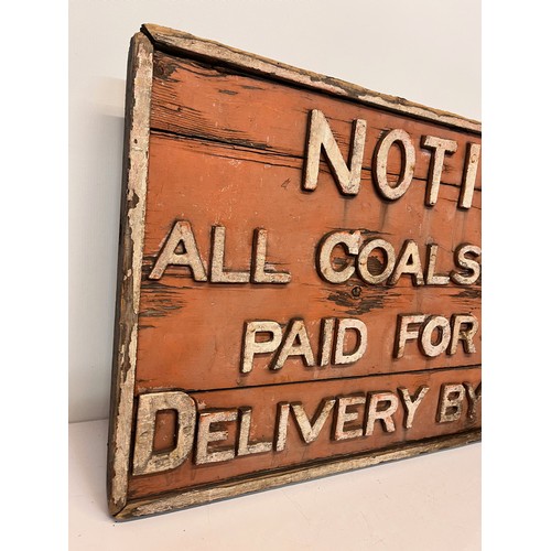 72 - Railwayana, old wooden notice steam trains era sign 29 inches x 17 inches and 2 inches deep.

The lo... 