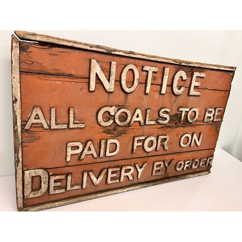 72 - Railwayana, old wooden notice steam trains era sign 29 inches x 17 inches and 2 inches deep.

The lo... 