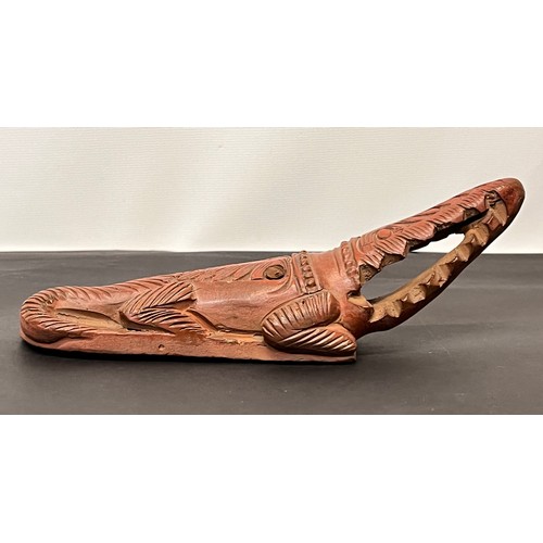 87 - African tribal art, carved hardwood crocodile 

This lot is available for in-house shipping