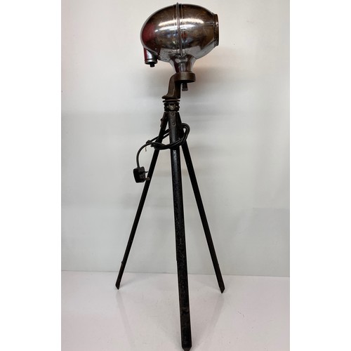 98 - Automobilia, industrial lighting, tripod based standard lamp, uses an up-cycled Edwardian motor car ... 