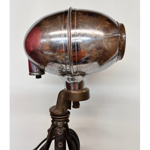 98 - Automobilia, industrial lighting, tripod based standard lamp, uses an up-cycled Edwardian motor car ... 