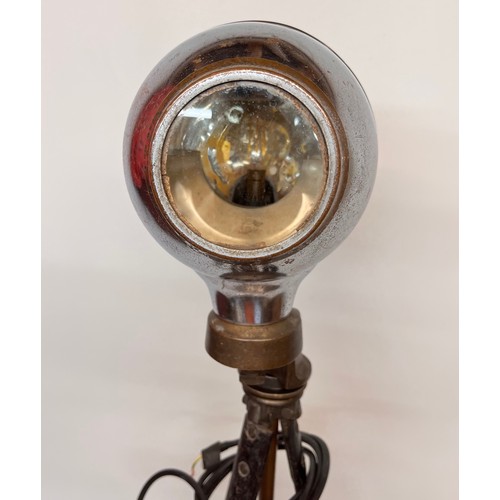 98 - Automobilia, industrial lighting, tripod based standard lamp, uses an up-cycled Edwardian motor car ... 