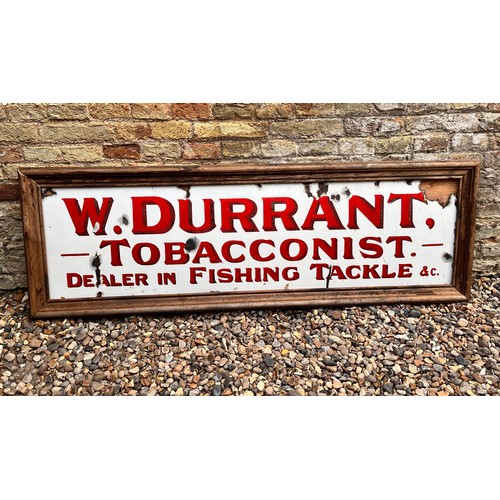 125 - Large enamel advertising sign Fishing Tackle dealer and Tobbaconist shop display.

140cm x 45 cm ove... 