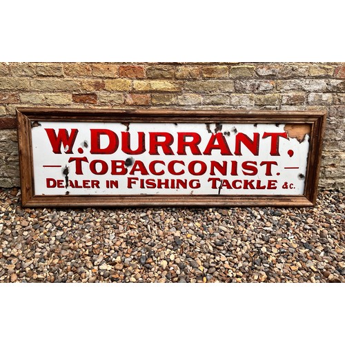 125 - Large enamel advertising sign Fishing Tackle dealer and Tobbaconist shop display.

140cm x 45 cm ove... 