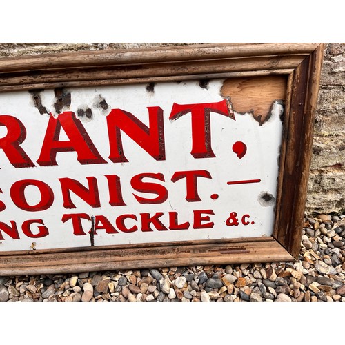 125 - Large enamel advertising sign Fishing Tackle dealer and Tobbaconist shop display.

140cm x 45 cm ove... 