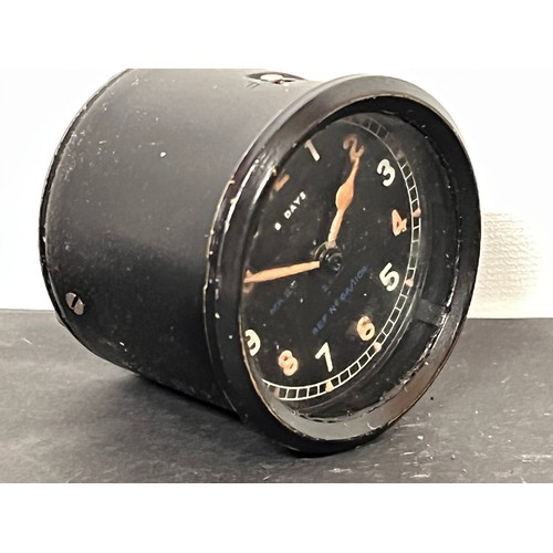 133 - WWII era militaria, an 8 day clock from a RAF plane, working.

2 ¼ inches overall dia

This lot is a... 