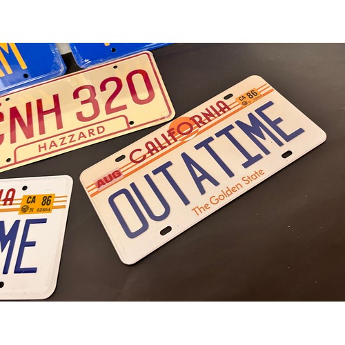 134 - Automobilia, vintage film and movie memorabilia, five collectors US number plates for TV and Film s ... 