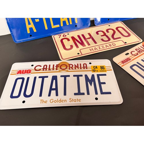 134 - Automobilia, vintage film and movie memorabilia, five collectors US number plates for TV and Film s ... 