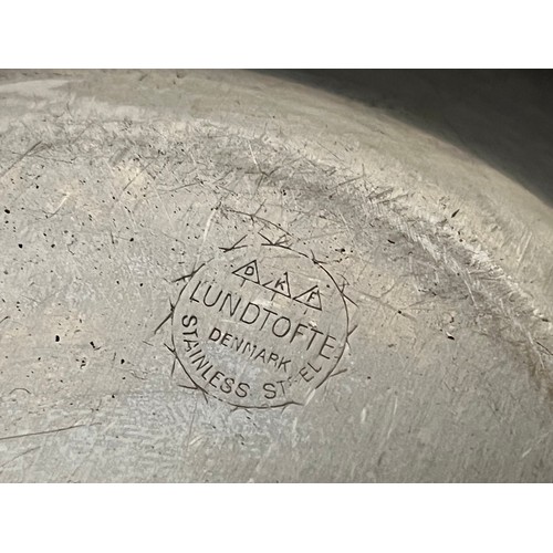 135 - Danish mid century kitchenalia, a large Stainless steel bowl marked for Lundtofte Denmark.

This lot... 