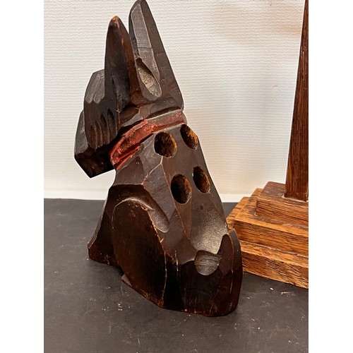 373 - Art Deco era wooden Scottie dog pen stand and a 14 cm high crucifix.

This lot is available for in-h... 