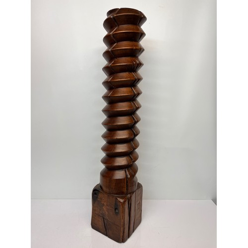 150 - Large hard wood threaded post from a wine press, 20 cm wide base 99 cm high


This lot is available ... 