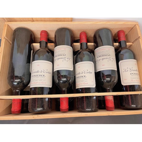 142 - Case of vintage vine, 12 bottles of La Gravette de Certan 1996