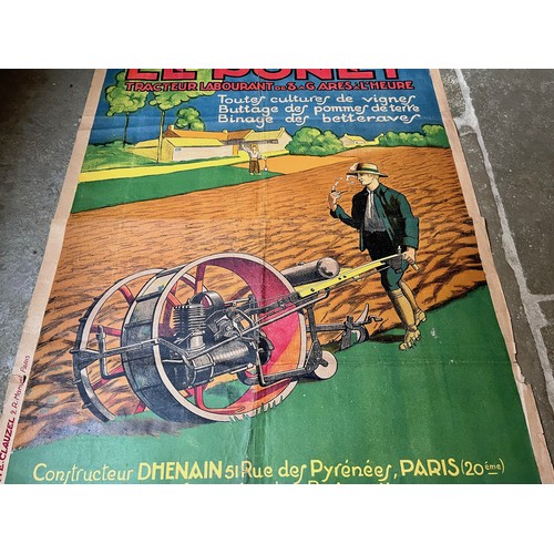 235 - Edwardian Farming advertising poster Le Poney mechanical tractor 77 cm x 58 cm

This lot is availabl... 