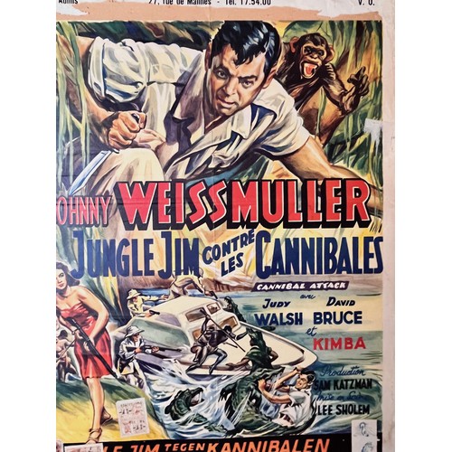 241 - Movie Poster, Jonny Weissmuller film Jungle Jim Cannibal Attack, 55cm x  37 cm

This lot is availabl... 