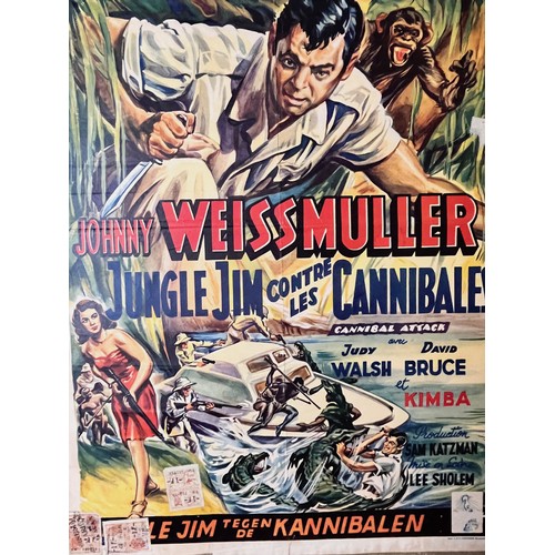 241 - Movie Poster, Jonny Weissmuller film Jungle Jim Cannibal Attack, 55cm x  37 cm

This lot is availabl... 